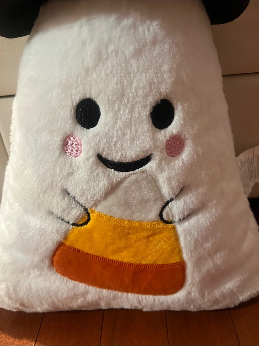 Kids Witch Ghost Costume Plush Pillow - White with Black & Orange Hat